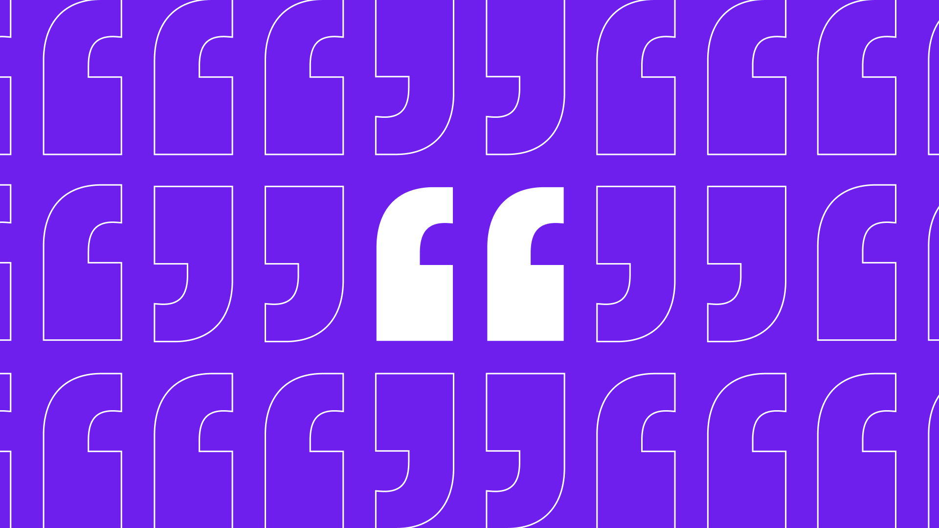 White quotation marks in the center on a purple background evoke a sense of harmony, resembling the precision of clockwork. The pattern of outlined quotation marks in a slightly darker purple reflects the seamless flow of user experience.