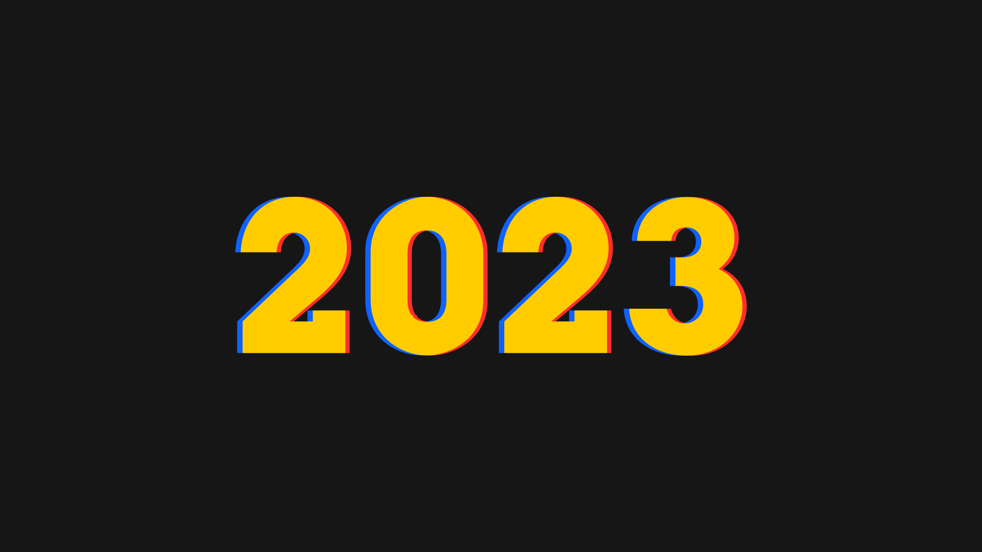 The image features the number 2023 in bold yellow with a subtle multicolored shadow effect on a black background, embodying the essence of custom software through its striking and innovative experience design.