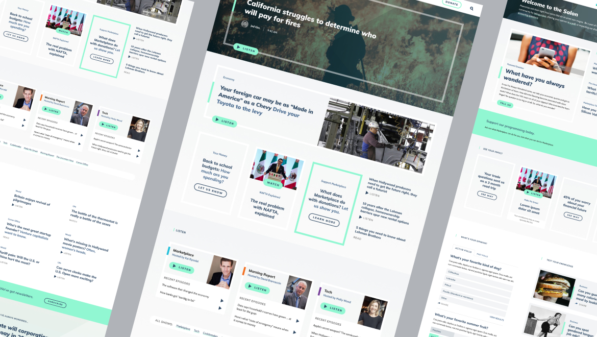 A webpage showcasing a seamless user experience with news articles, complete with images, headlines, and brief descriptions. The layout resembles the precision of Clockwork, featuring a main article at the top followed by smaller stories in columns, all accented in teal and white.